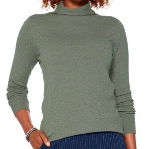 NIC + ZOE Petite Vital Turtleneck Sweater In Green